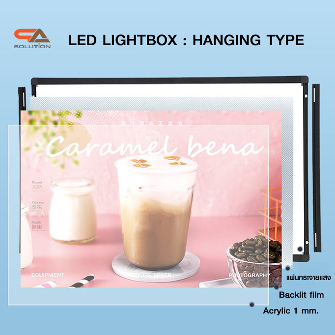 CLEARANCE SALE! ป้ายไฟ LED แขวนเพดาน ขนาด40x60 ซม.พร้อมเสายึดเพดานปรับมุมเอียงได้ เปลี่ยนภาพง่าย