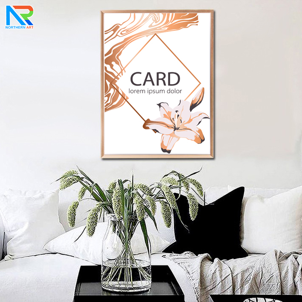 กรอบภาพ รุ่น B สีโรสโกลด์ เปิดเฟรมด้านบนเพื่อสอดงานพิมพ์ น้ำหนักเบา ติดตั้งง่าย ไม่ต้องเจาะผนัง