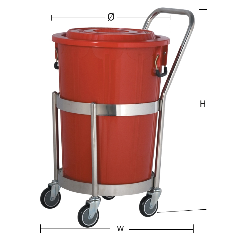 ดอลลี่กลม มีมือจับ SRH26SN+ถังพลาสติก 26GN สีแดง 98 ลิตร