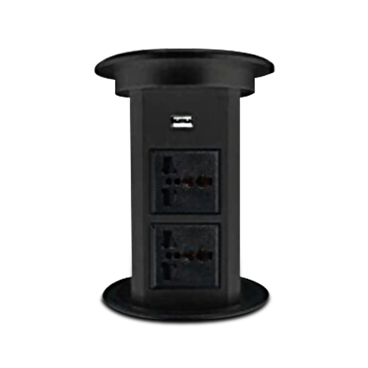 NANO เต้ารับฝังโต๊ะ 2 เต้ารับ+USB 1 ช่อง+แท่นชาร์จไร้สาย สีดำ รุ่น S-02B