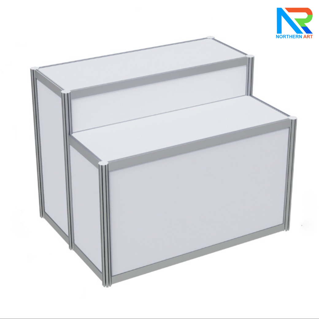 เช่าเคาน์เตอร์อะลูมิเนียม แบบขั้นบันได ขนาด (W)103 x (L)80 x (H)80 cm. ถอดประกอบได้