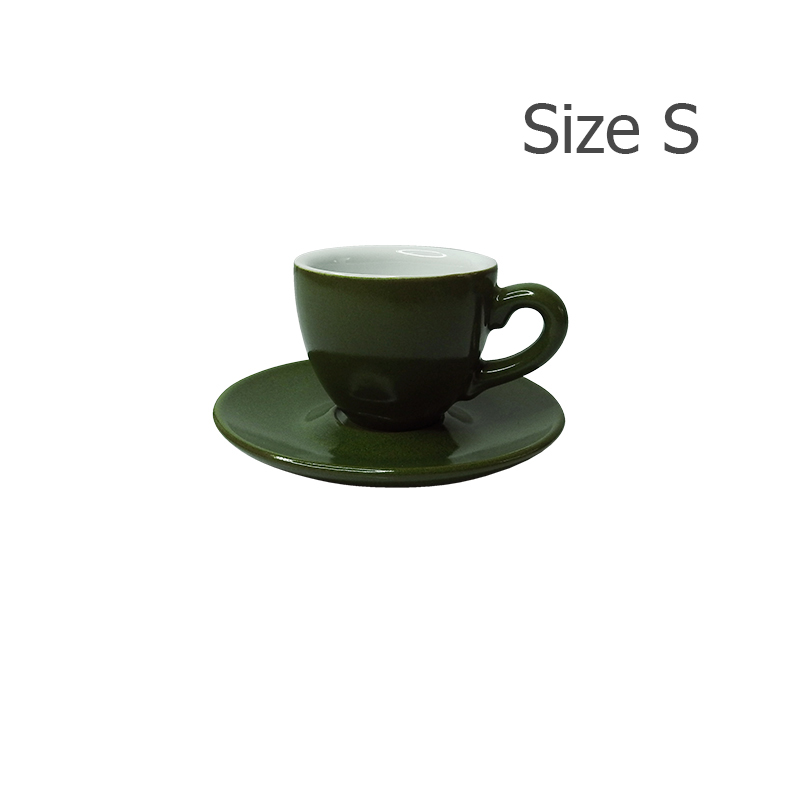 ถ้วยเอสเปรสโซ่ 70 CC. (Size S) ถ้วยกาแฟสีเขียวใบไม้ พร้อมจานรอง