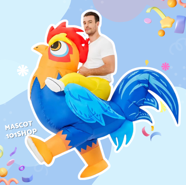 ชุดขี่ไก่เป่าลมสีน้ำเงิน