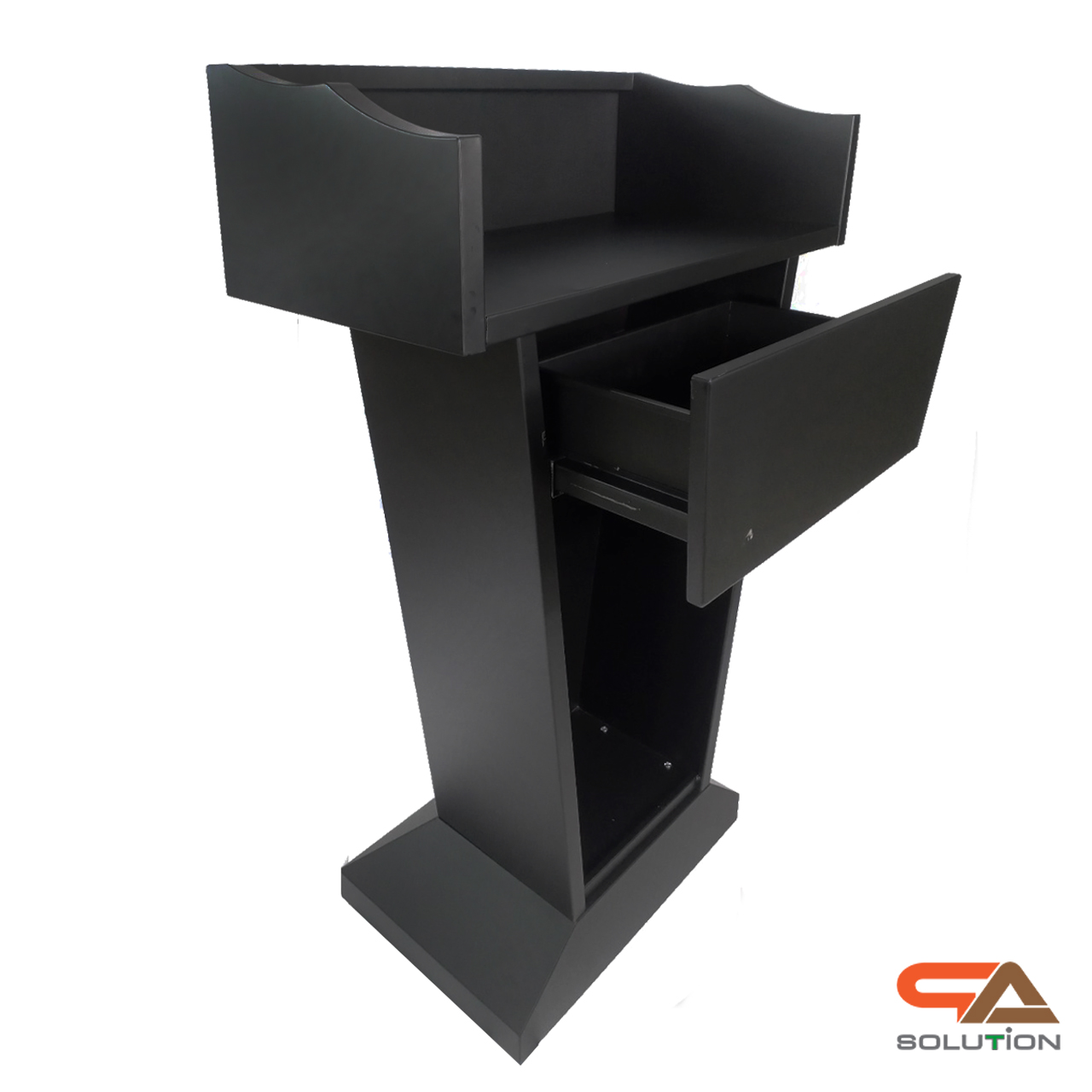 CLEARANCE SALE โพเดียมรปภ. เหล็กสีดำ พร้อมลิ้นชัก ขนาด (W) 69.5 x (L) 36 ซม. สูง 112 ซม.