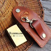 ซองหนังใส่ ZIPPO ซองหนังแท้สำหรับใส่ไฟแชค ZIPPO HANDMADE 100% By BACKFHILL. สีน้ำตาลอ่อน