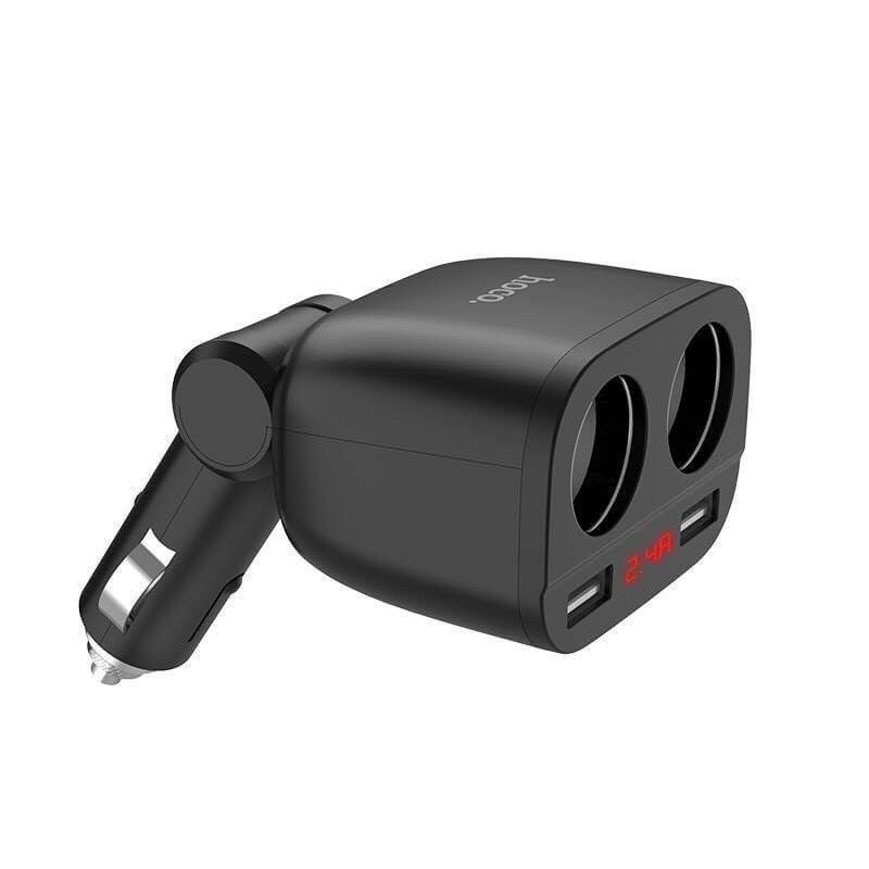 HOCO หัวชาร์จในรถ 3.1A USB 2 พอร์ต มีช่องเพิ่มที่จุดบุหรี่ 2 ช่อง และจอ LED บอกสถานะ Car charger with digital display (สีดำ) จำนวน 1 ชิ้น ดำ
