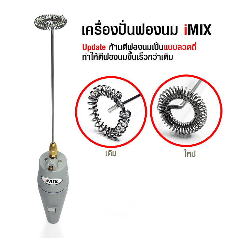 เครื่องตีฟองนมไฟฟ้า ด้ามสีเทา 12V. 10000RPM