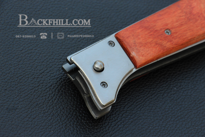 มีดพับสปริง ดาบติดปลายกระบอกลำกล้อง AK-47 ขนาด 13 นิ้ว ด้ามไม้ พร้อมซอง