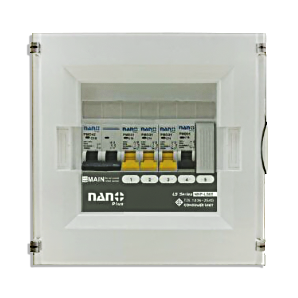 NANO ตู้คอนซูมเมอร์ยูนิต NANO PLUS (LS-Series) 5 ช่อง (MCB + ลูกย่อย) ฝาดำใส