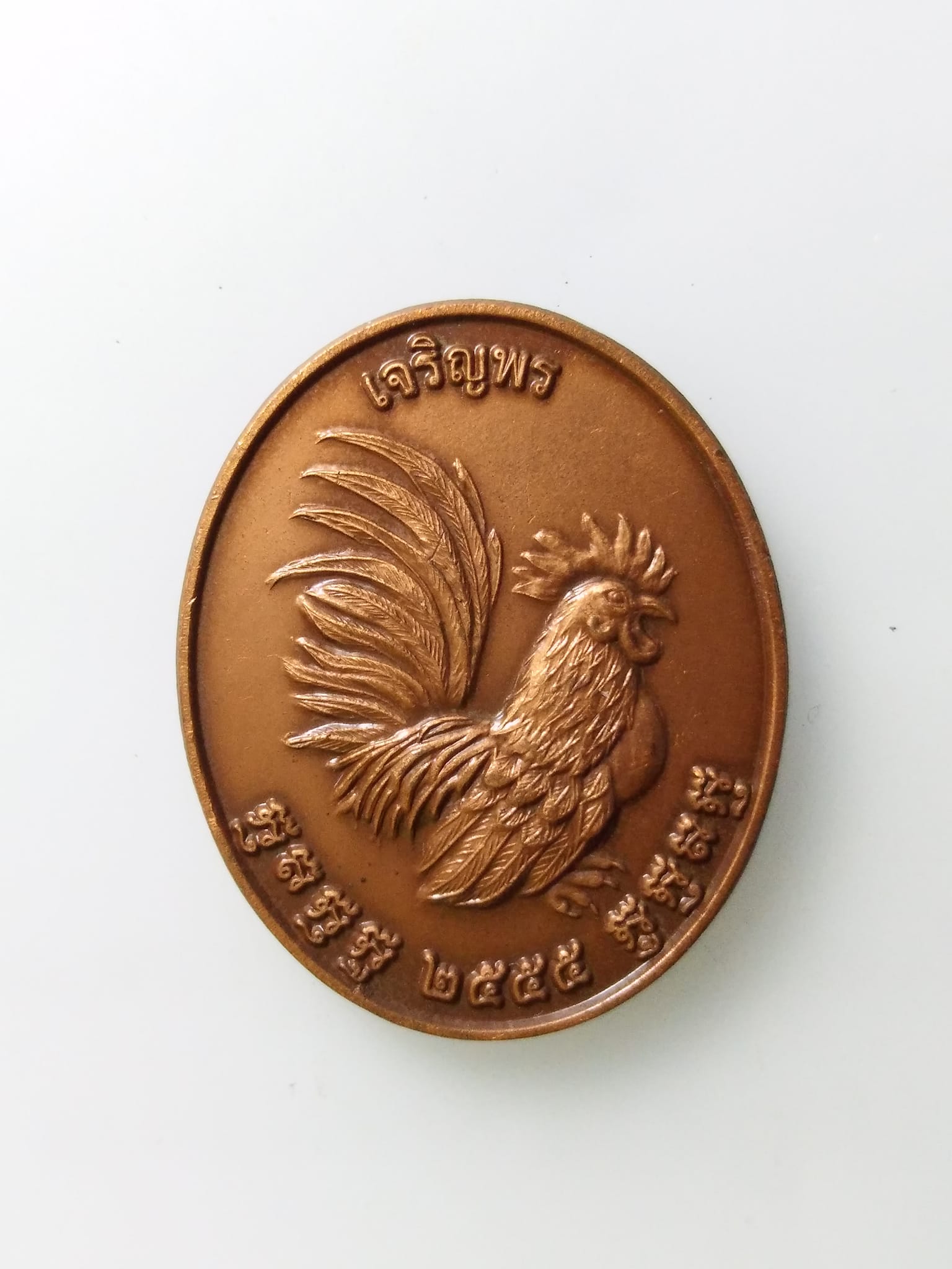 E385 เหรียญไก่ เจริญพรบน วัดถ้ำพรหมสวัสดิ์ จ.ลพบุรี ปี2555