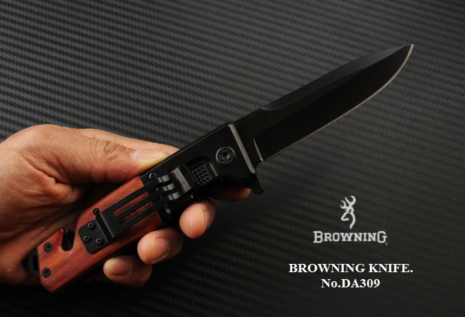 มีดพับ BROWNING DA309 Stainless Steel มีดSurvival Knife ด้ามไม้
