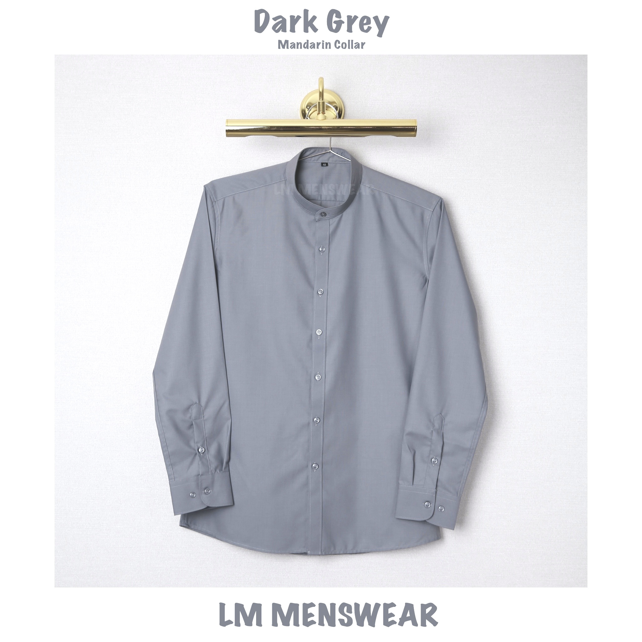 เสื้อเชิ้ตคอจีน สีเทาเข้ม (Dark Grey Shirt - Mandarin Collar)