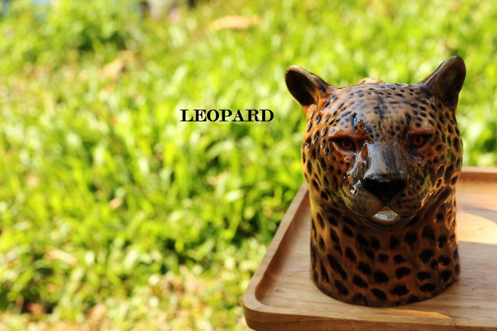 แก้วเบียร์ลีโอเซรามิกรูปเสือ แก้วลีโอ แก้วรูปเสือ แก้วหัวเสือ แก้วเบียร์ ถ้วยเซรามิก (เสือดาว)