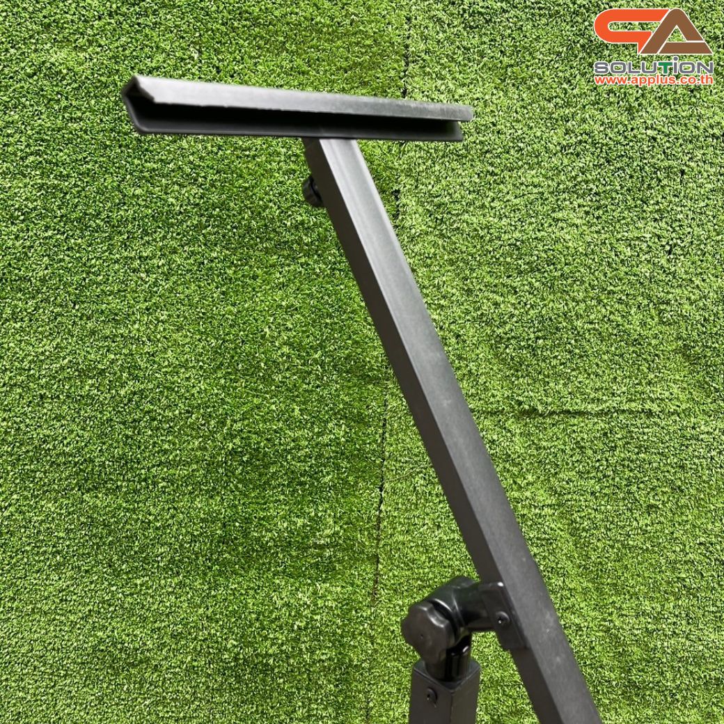 ขาตั้งโปสเตอร์เหล็ก แบบเอียง ฐานพลาสติก-ขึ้นรูป เสริมแผ่นยางถ่วงน้ำหนัก โชว์งานพิมพ์ 1 ด้าน ปรับระดับ-ปรับเอนได้ ถอดประกอบเคลื่อนย้ายสะดวก