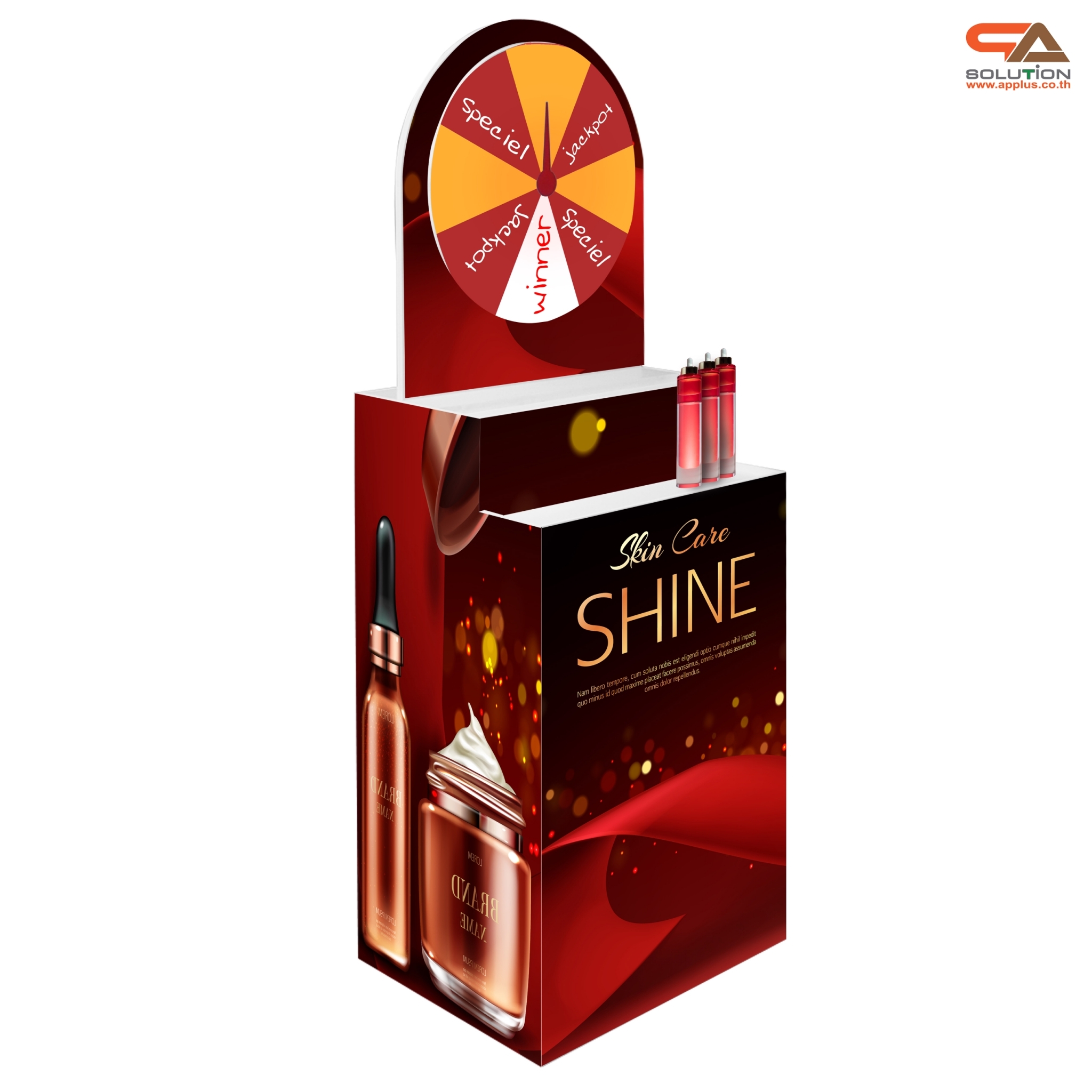 เกมส์ CARNIVAL หมุนวงล้อ พร้อมชั้นวางสินค้า แบบขั้นบันได 2 ชั้น ขนาด (W)60 x (D)45 x (H)165 ซม.