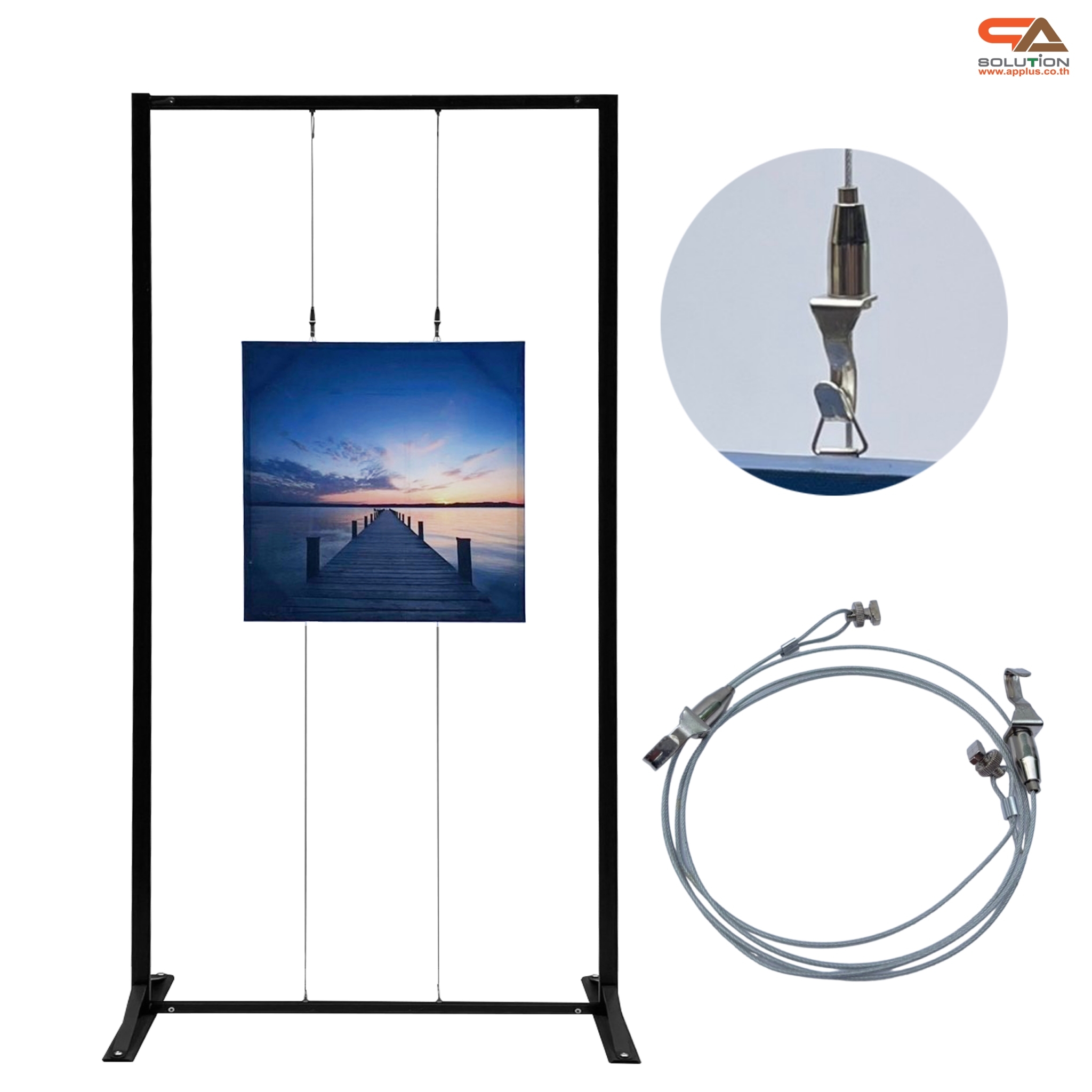 บอร์ดนิทรรศการ พร้อมชุดสลิง 2 ขอ รุ่น SINGLE SIDED ขนาด(W)100 x (W)200 cm. สามารถแขวนภาพได้ 1 ด้าน 2 ภาพ บน-ล่าง ถอดประกอบได้