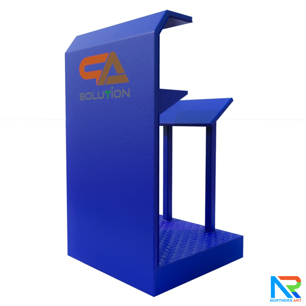 โพเดียมรปภ. เหล็กรุ่น GR-03 ขนาด (W) 85 x (L) 85 (H) 135 ซม. พร้อมช่องใส่เอกสาร ขนาดA4 พื้นเหล็กลายกันลื่น แข็งแรงทนทาน ( สั่งผลิตสีที่ต้องการได้)