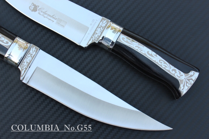 มีดใบตาย COLUMBIA รุ่น G55 ด้ามจับ ลายคลาสสิค ไม้เนื้อดำอย่างดี พร้อมซองไนลอน