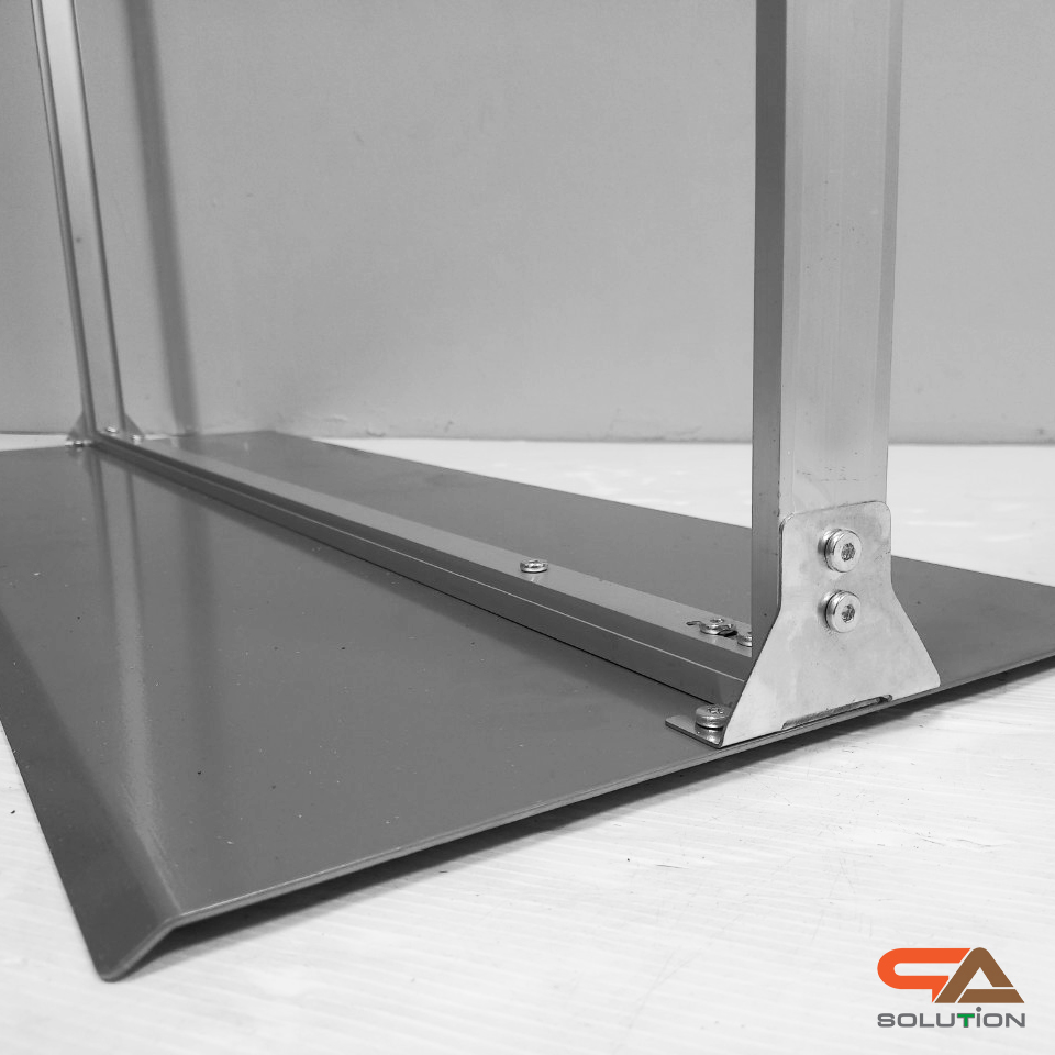 ป้ายตั้งพื้น รุ่นLUXURY ขนาด 80x200 ซม. โครงอะลูมิเนียม ฐานเหล็กหนา โชว์งานพิมพ์ 2 ด้าน ถอดประกอบได้