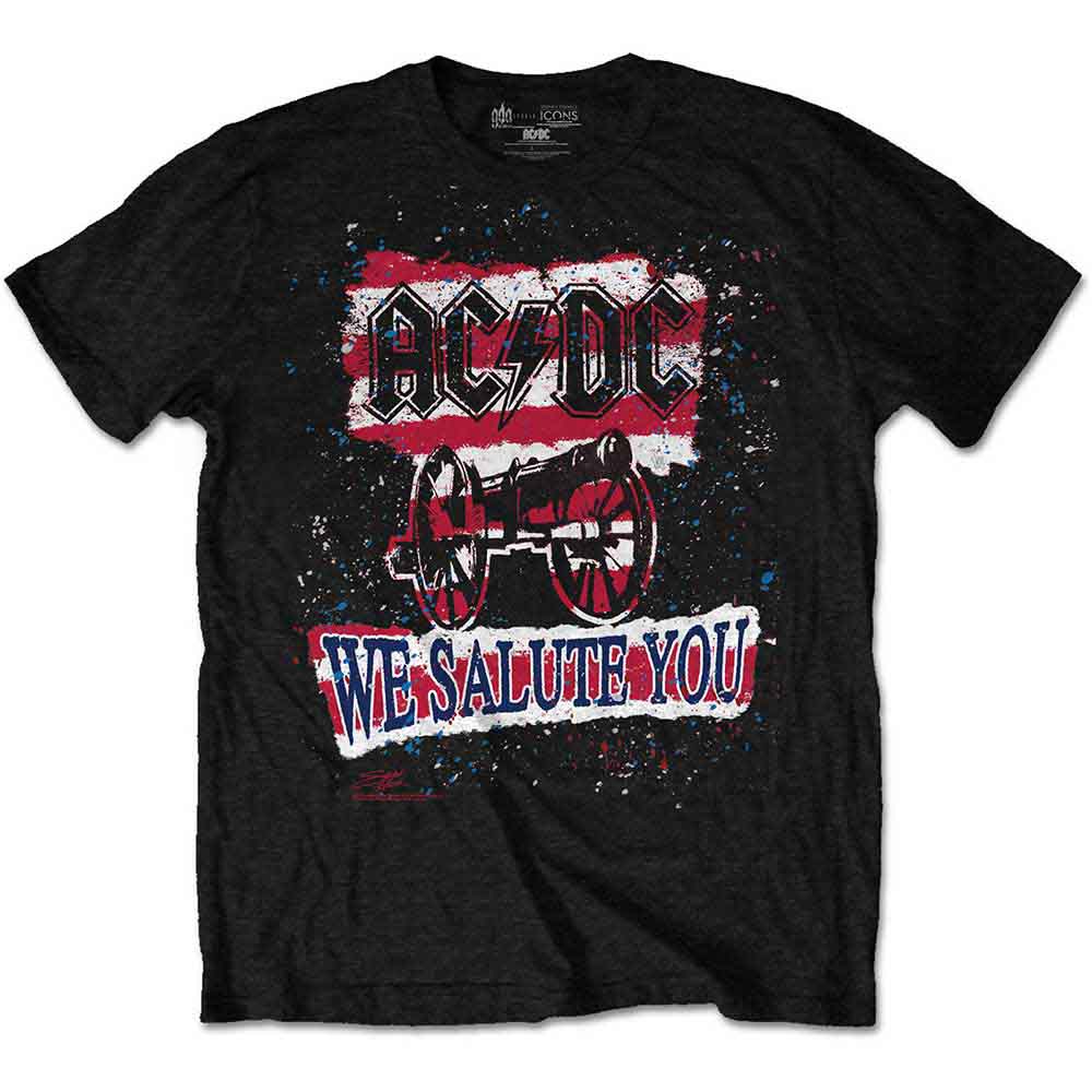 AC/DC Unisex T-Shirt: We Salute You Stripe BLACK