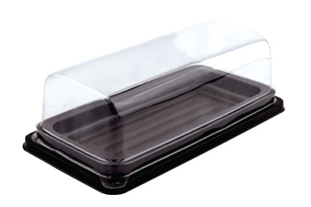 กล่องพลาสติก กล่องใส่ขนม ฐานสีน้ำตาล + ฝาสีใส รหัส E-122 (100ชุด)