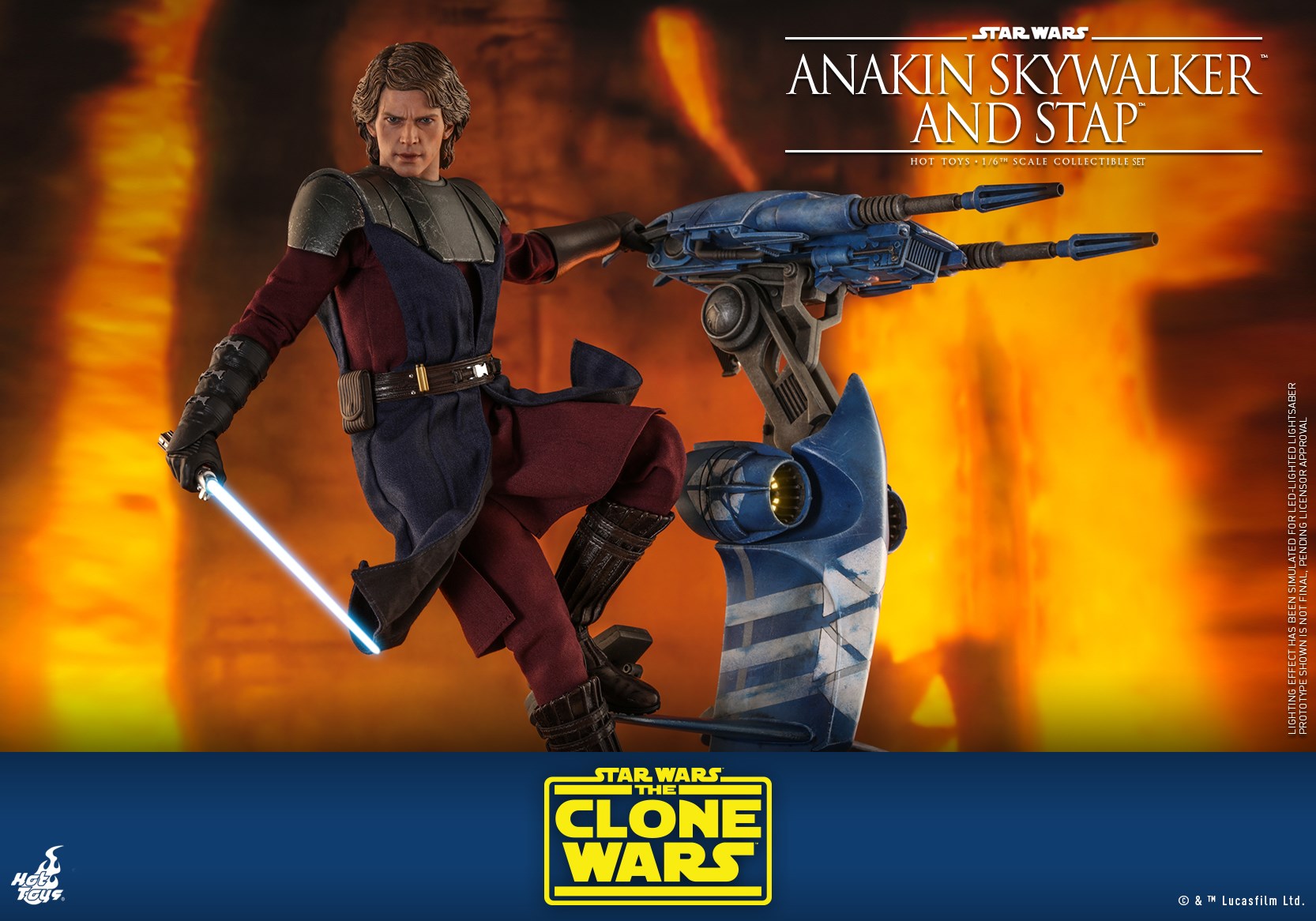 Hot Toys TMS020 1/6 Star Wars: The Clone Wars - Anakin Skywalker And Stap (Special Edition Bonus)