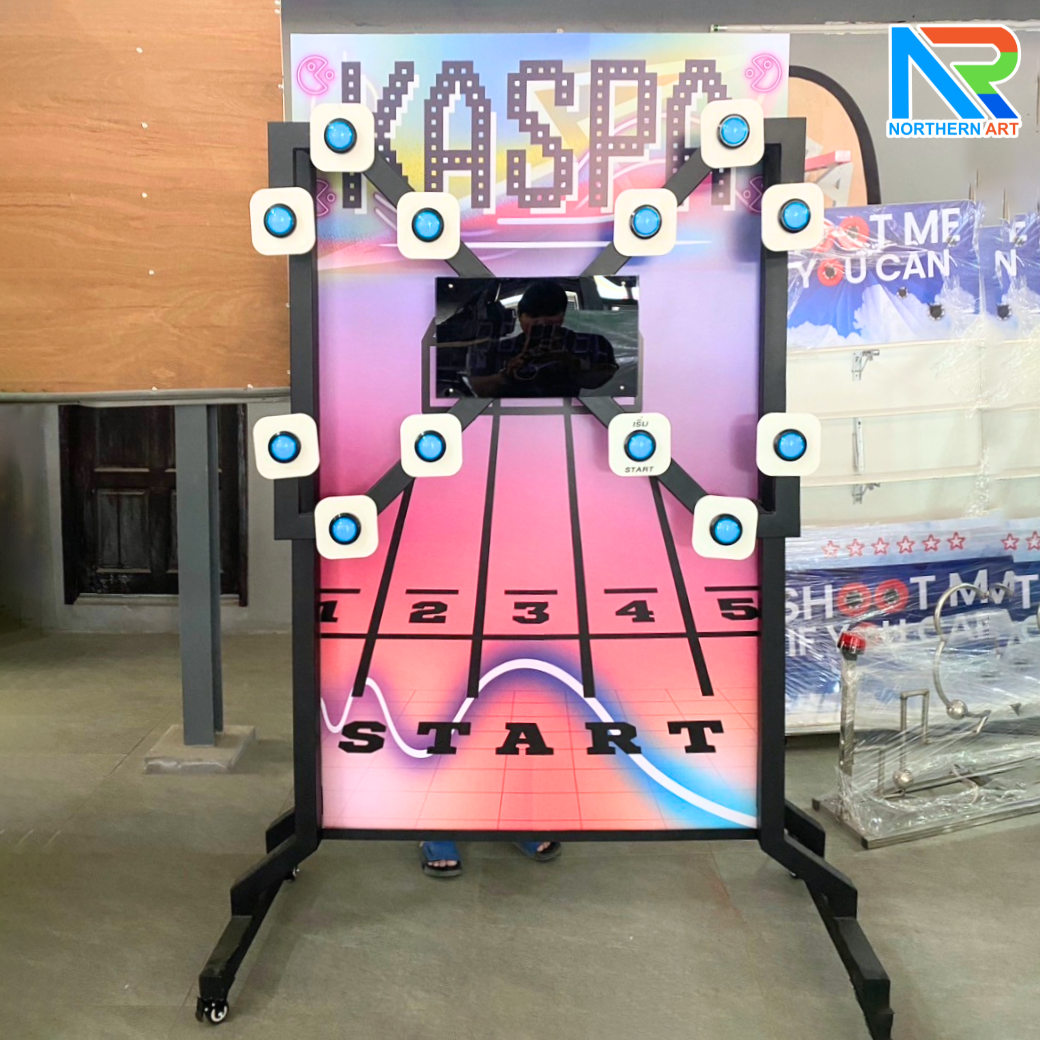 เกมส์กดปุ่มไฟฟ้า ขนาด (W)134 x (D)60 x (H)197 cm. พร้อมจอแสดงผล LED นับคะแนน