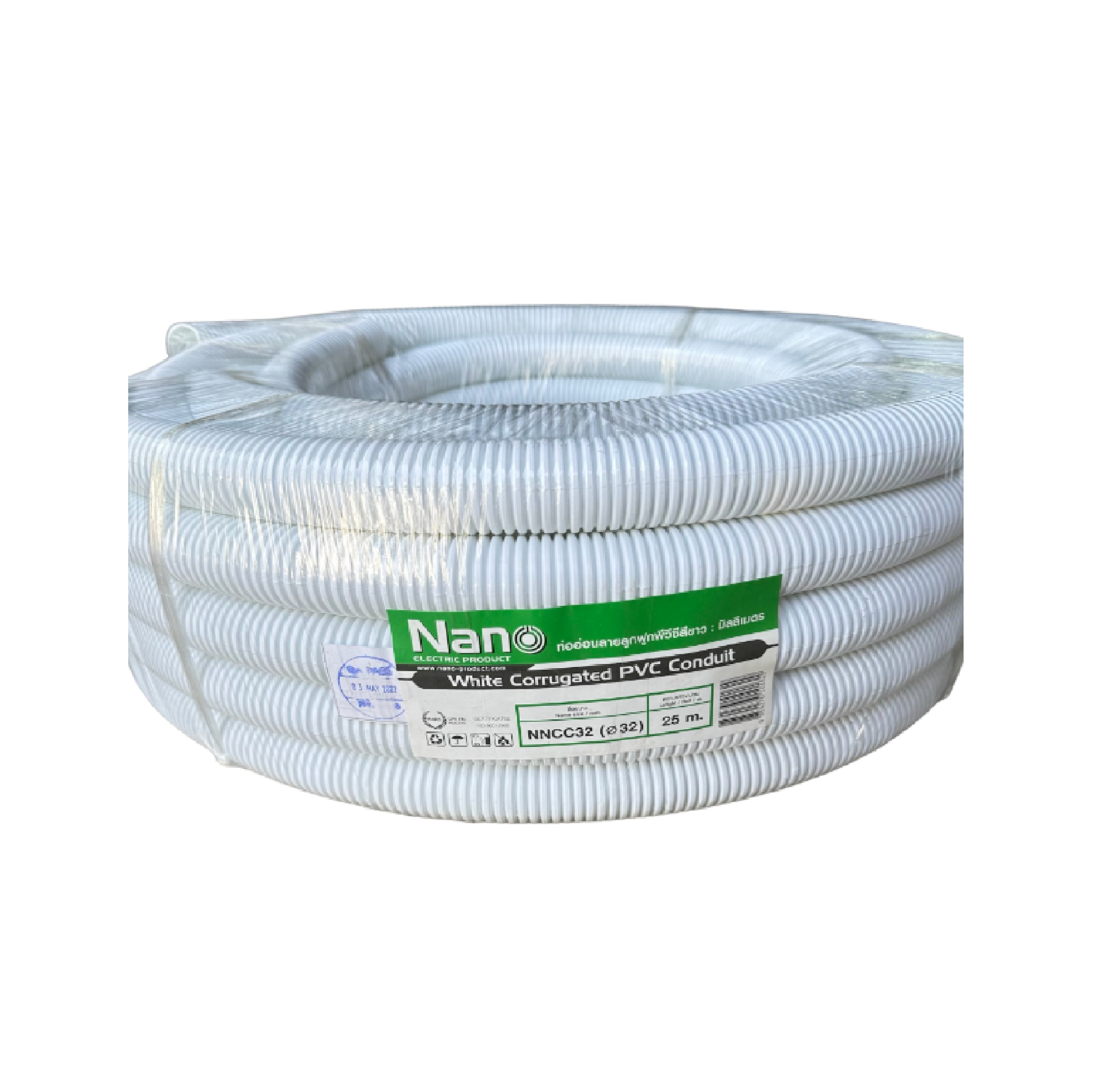 Nano ท่อลูกฟูก สีขาว ขนาด 25 mm ม้วน 40 m ( NNCC25 ) ท่อย่น