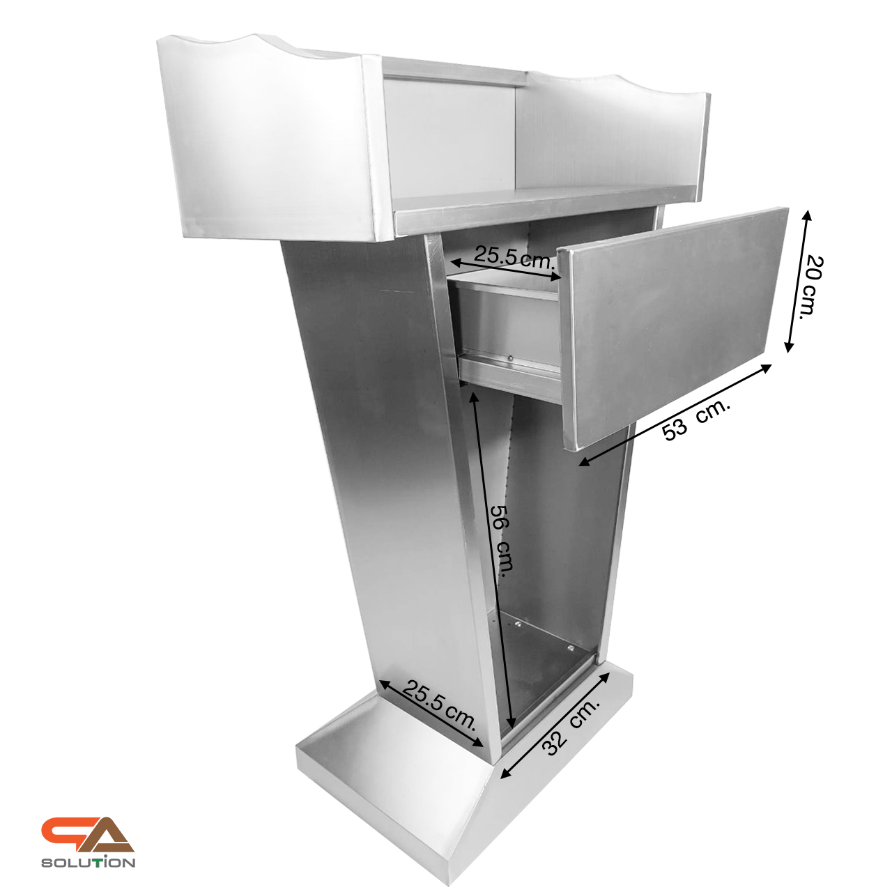 CLEARANCE SALE!โพเดียมสแตนเลส เกรด304 พร้อมลิ้นชัก ไม่เป็นสนิม ขนาด (W) 69.5 x (L) 36 ซม. สูง 112 ซม.