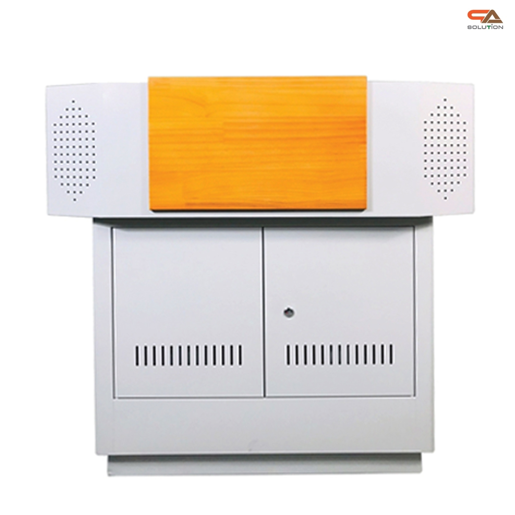 CLEARANCE SALE!โพเดียมโรงเรียน โพเดียมเหล็ก โพเดียมอาจารย์ โพเดียมเลคเชอร์ ขนาด 100X70 cm.TOPไม้ พร้อมลิ้นชัก (สินค้าตัวโชว์)