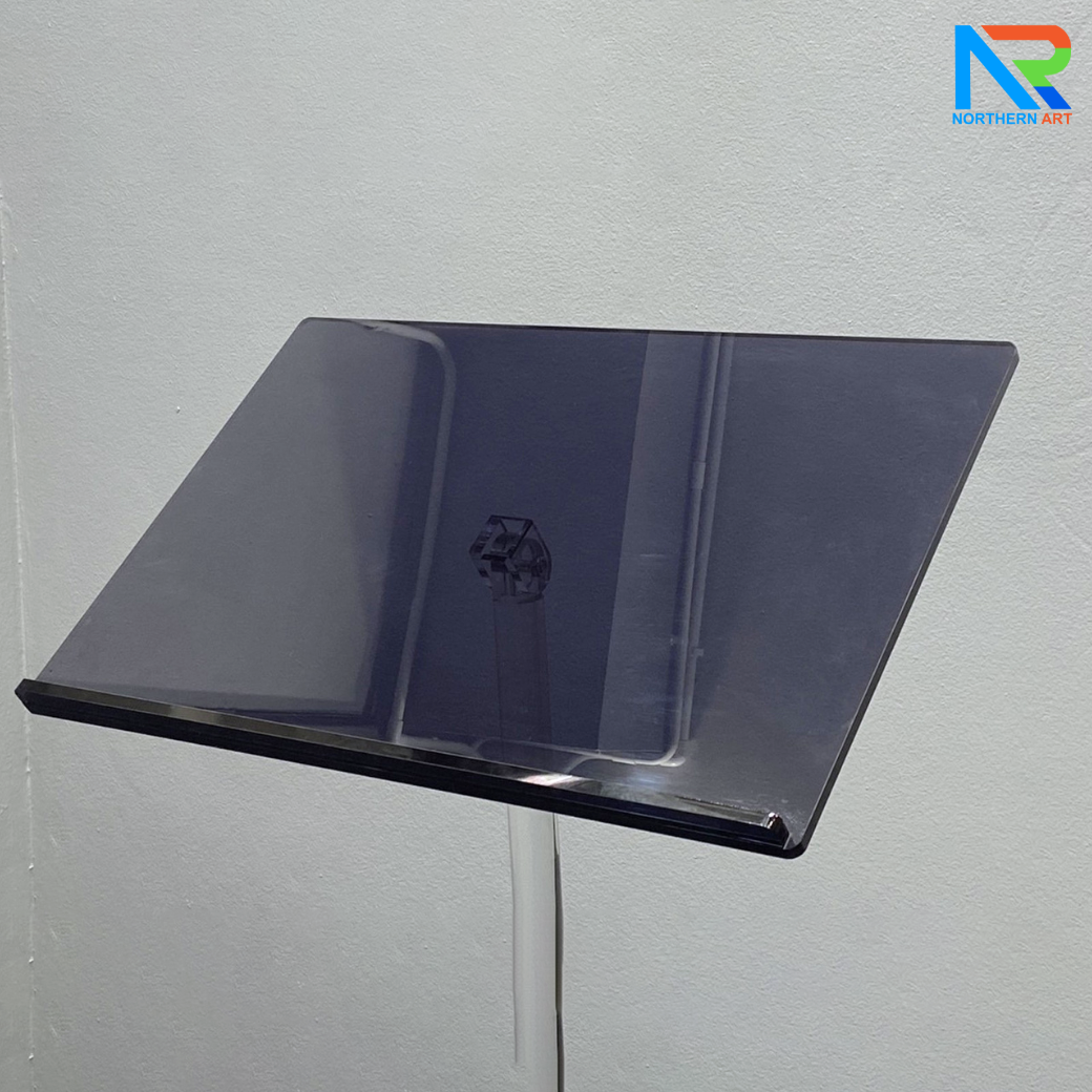 CLEARANCE SALE! เมนูสแตนด์ อะคริลิคสีดำใส TOP ปรับเอนได้ ขนาด (W)60 x (D)40 x (H)120 cm. อะคริลิคหนา 10 มม. ถอดประกอบได้