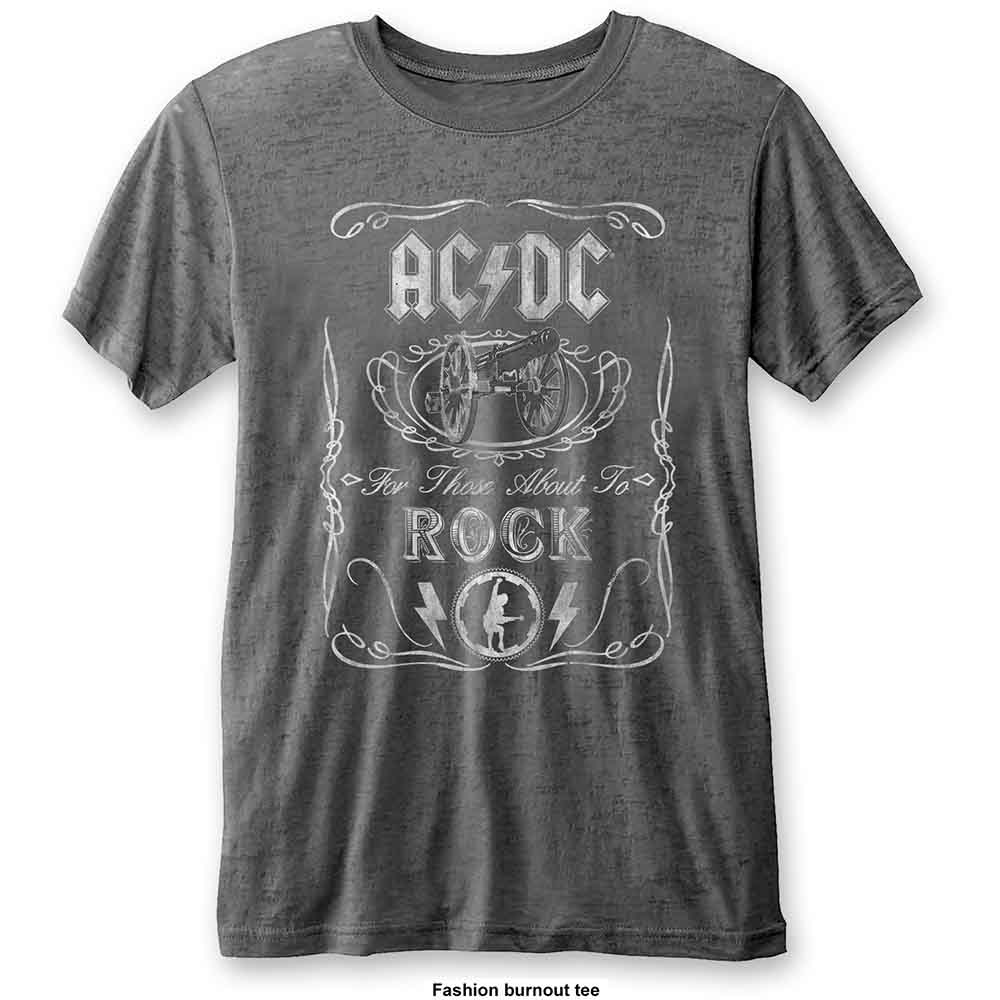 AC/DC Unisex Burnout T-Shirt: Cannon Swig CHARCOAL GREY
