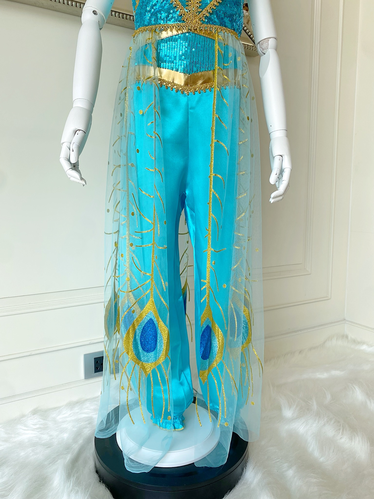 ชุดเจ้าหญิงจัสมิน (Jasmine) ต่อชายผ้าคลุมจากเอว พร้อมผ้าคาดผม