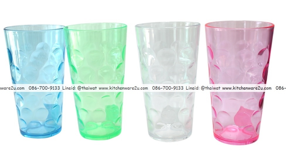 P11029 แก้วพลาสติกใส ตกไม่แตก (9.3 x 9.3 x 16.7 cm) No.520-1 ราคาส่งต่อ 12 ใบ: 220 บาท