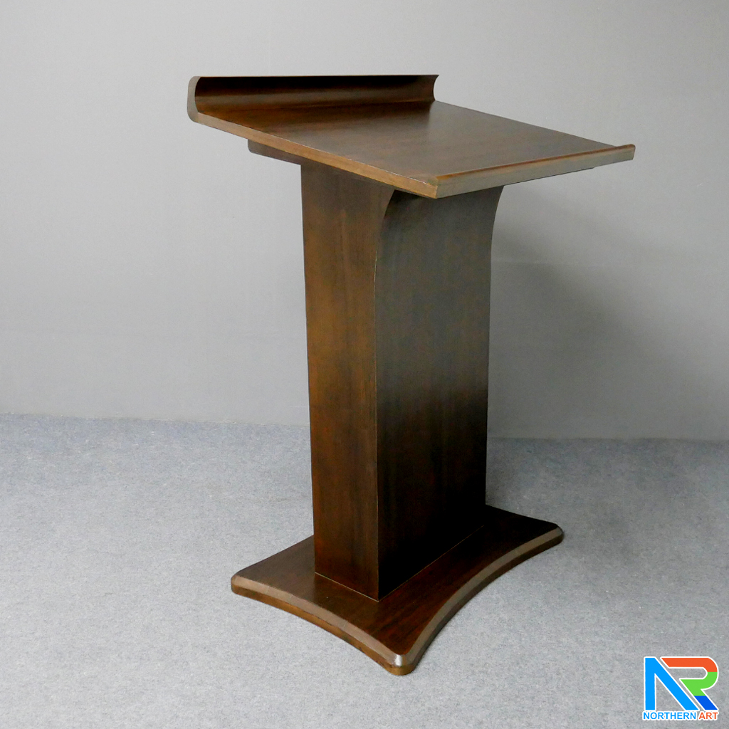 โพเดียมไม้ ยืนคู่ TOP เอียง สีโอ๊ค ขนาด (W)90 x (L)55 x (H)124 cm.