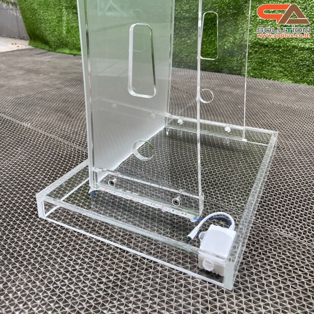 โพเดียมอะคริลิค เรืองแสงไฟ LED พร้อมรีโมทคอนโทรล รุ่น LED-03 ขนาด (W) 60 x (L) 40 x (H) 113 ซม.