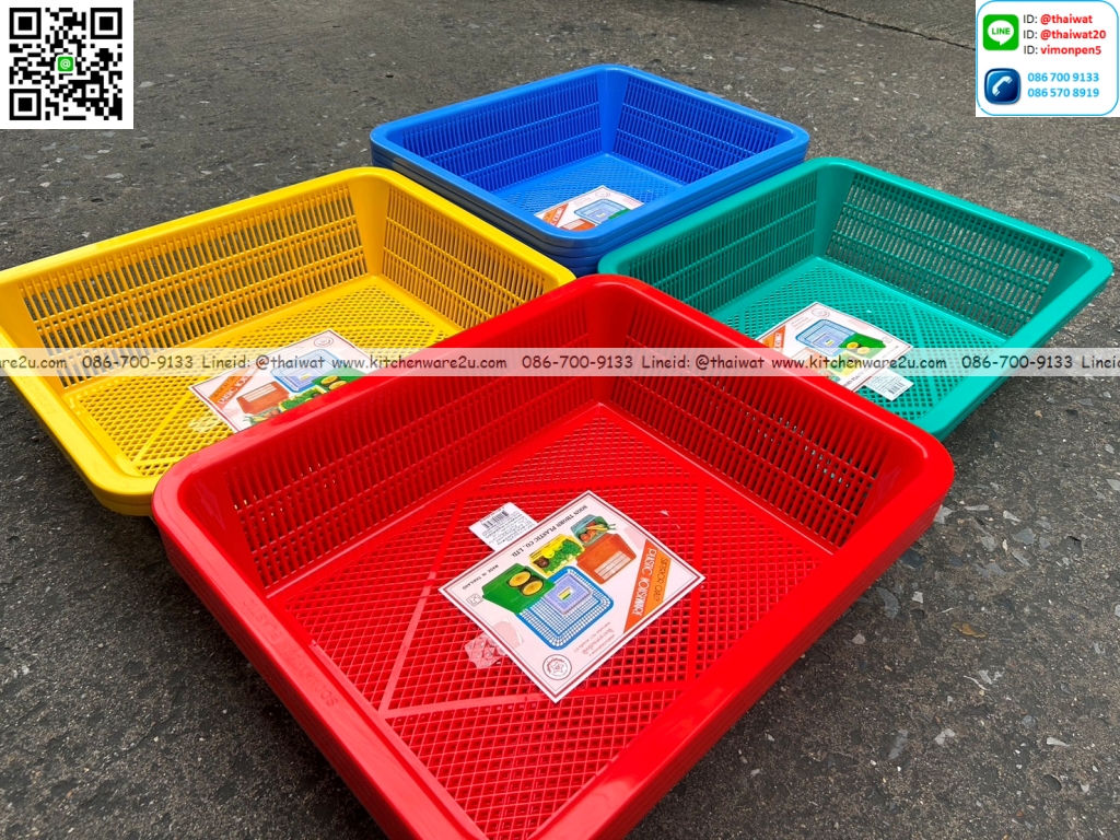 P12960 ตะแกรงเหลี่ยม (28*32*9 cm) No.301-T คละสี เกรดเอ ราคาขายส่งต่อ 1 โหล: 12 ใบ : เฉลี่ย 27.5 บต่อใบ