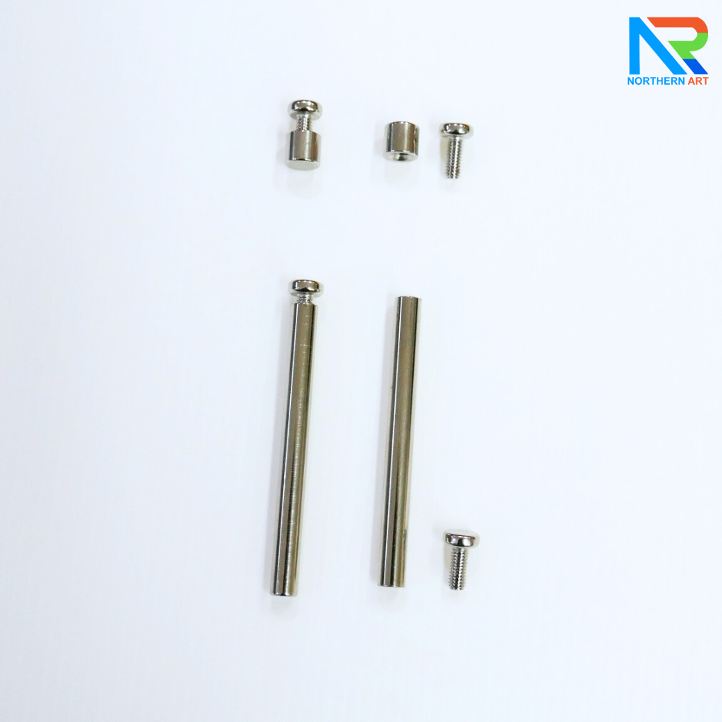 หมุดสแตนเลส หมุดตั้งกรอบรูป สีเงิน ( 1 ชุด 4 ตัว สั้น 2 ยาว 2 ) สำหรับกรอบรูปอะคริลิค (สั่งขั้นต่ำ 4 ชุด)