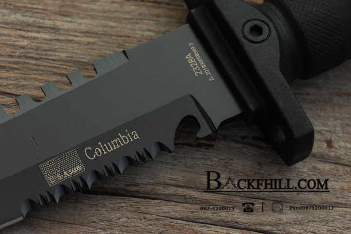 มีดพกลุยป่า COLUMBIA รุ่น 2328A # มีดทรงโบวีใบรมดำสำหรับลุยป่า ขนาด 14 นิ้ว พร้อมซองแข็ง