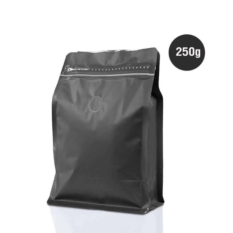 Cube Series coffee bag 250g with valve, zip lock, can stand, expandable beside (50PCS Per Pack)
