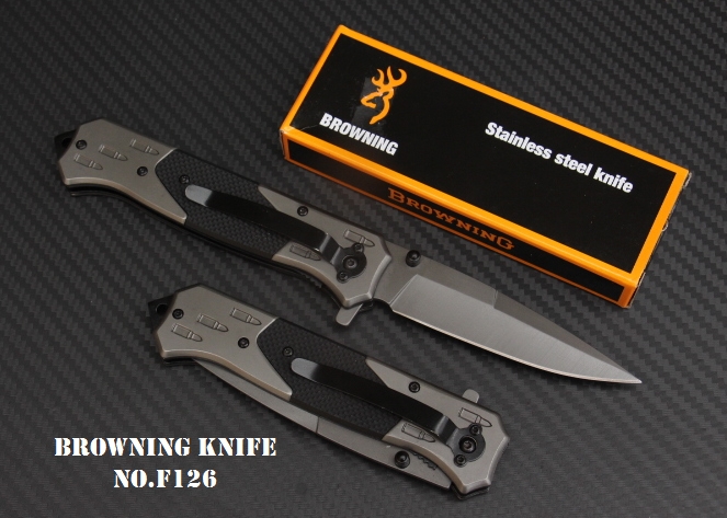 มีดพับ BROWNING F126 ใบมีดปลายแหลม 5Cr15mov ด้ามจับ G10 แท้สีดำด้าน