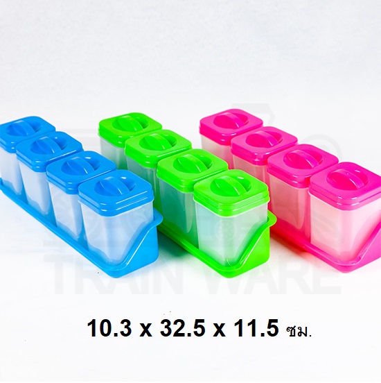 P08753 ชุดเครื่องปรุง 4 ใบ เหลี่ยมยาว (7.5*30*11 cm) No.176/1 ขายส่งยกมัด เพื่อง่ายต่อการขนส่ง (ราคาส่งต่อ 6 โหล: 72 ชุด: เฉลี่ย 275 บ/โหล)