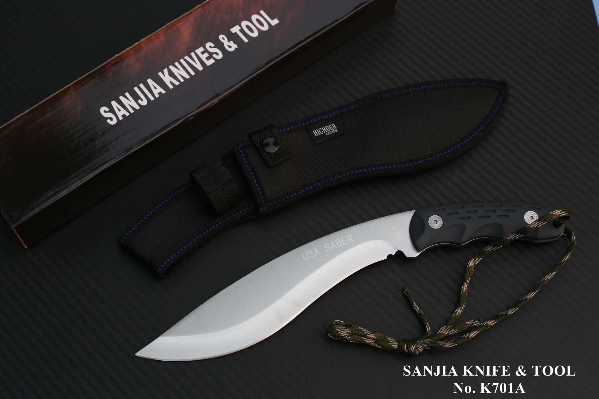 มีดเดินป่าทรงกรูข่า SANJIA KNIFE รุ่น K701A พร้อมซองไนลอน สายพาราคอร์ด