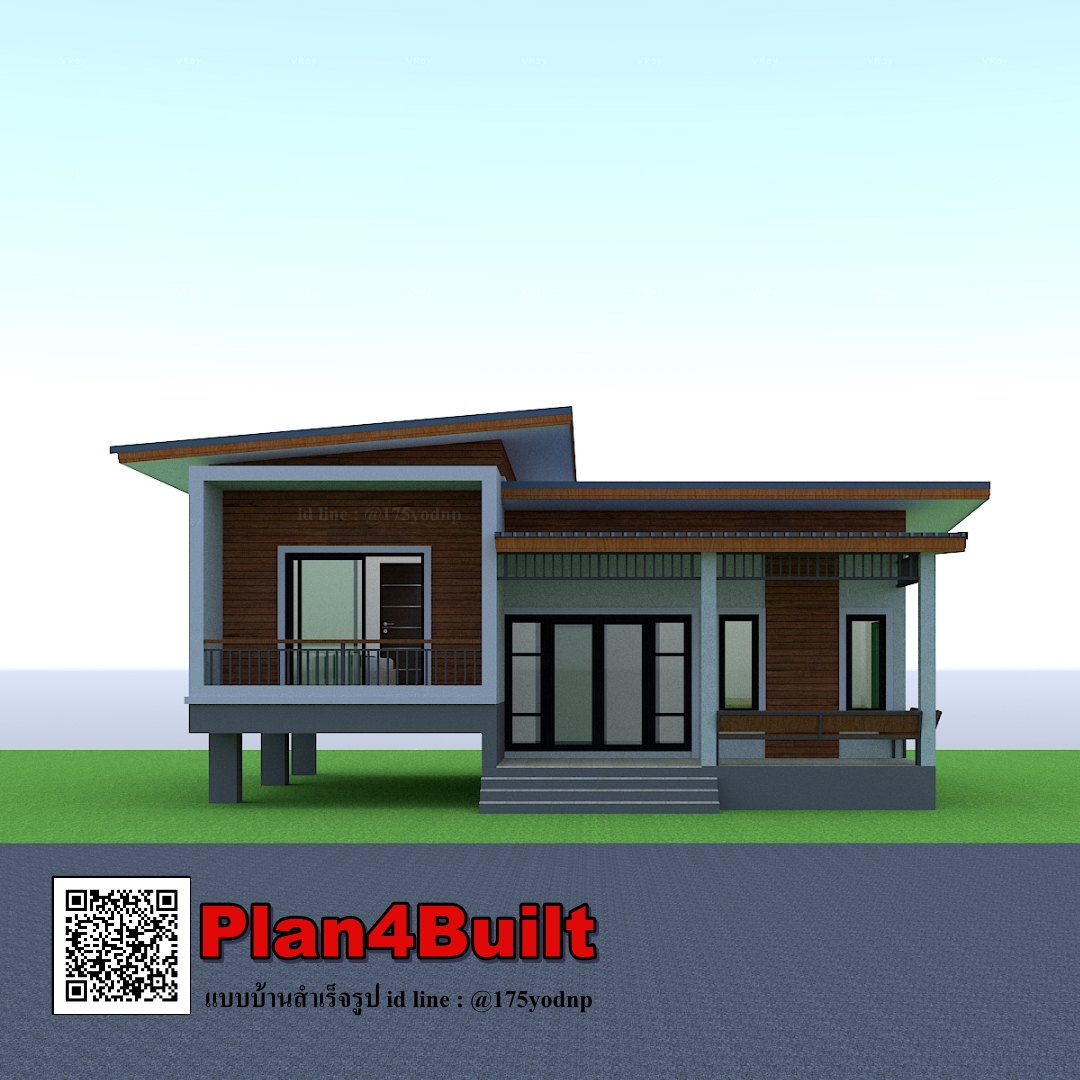 แบบบ้านสไตล์โมเดิร์นชั้นเดียว 2ห้องนอน 1 ห้องน้ำ
