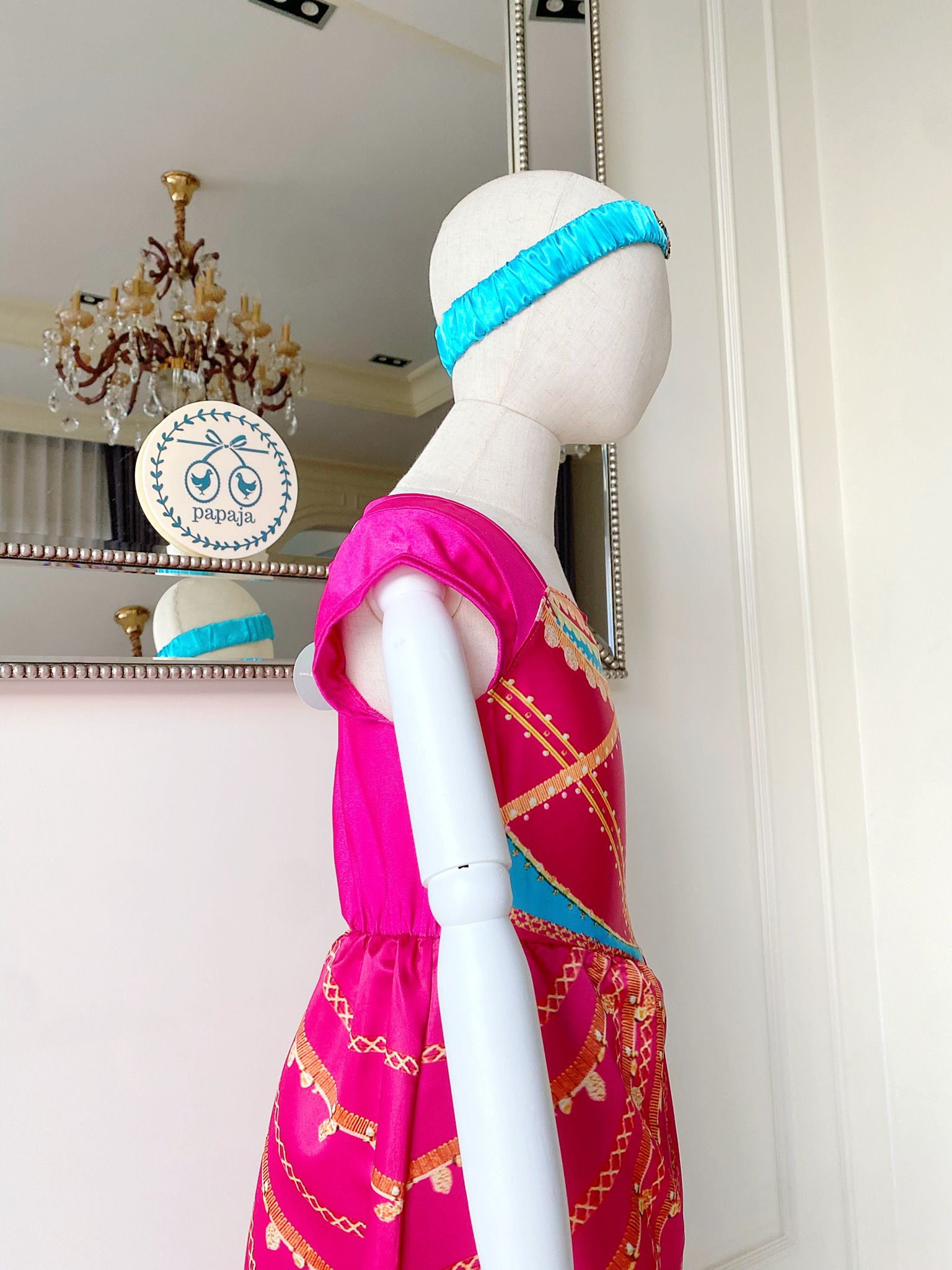 ชุดเจ้าหญิงจัสมิน (Jasmine) สีชมพูบานเย็น พร้อมผ้าคาดผม