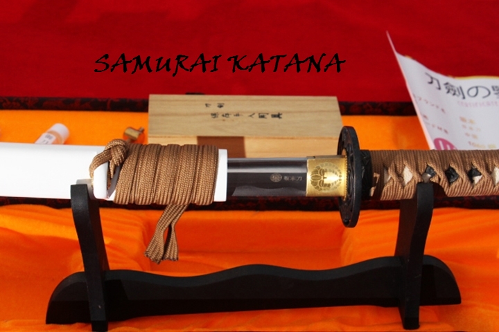 ดาบซามูไรคาตานะ KAWASHIMA STEEL. ขนาดความยาวรวม 40 นิ้ว เหล็ก HIGH CARBON NISI1060 ฝักดาบสีขาวไม้เนื้อแข็งลายสวยงาม