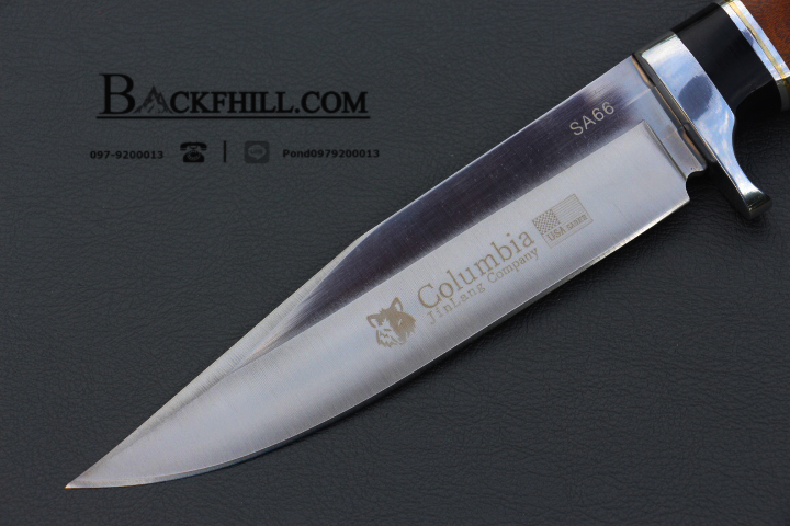 มีดใบตาย COLUMBIA รุ่นSA66 ใบมีดทรงโบวี่ ด้ามจับไม้เนื้อแข็งอย่างดี พร้อมซองไนลอน