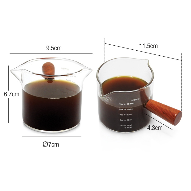 แก้วเอสเปรสโซ่ สองปากเท ด้ามไม้ 150 มิลลิลิตร