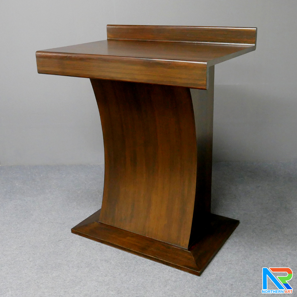 โพเดียมไม้ ยืนคู่ TOP ตรง สีโอ๊ค ขนาด (W)90 x (L)55 x (H)112 cm.