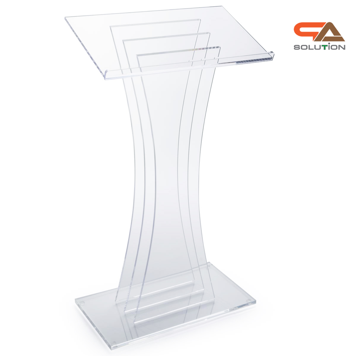 โพเดียม อะคริลิคใส AC-02 ขนาด(W)60 x (L)40 x (H)123 cm. TOP เอียงพร้อมกันตก วัสดุอะคริลิคใส หนา 10-20 มม.